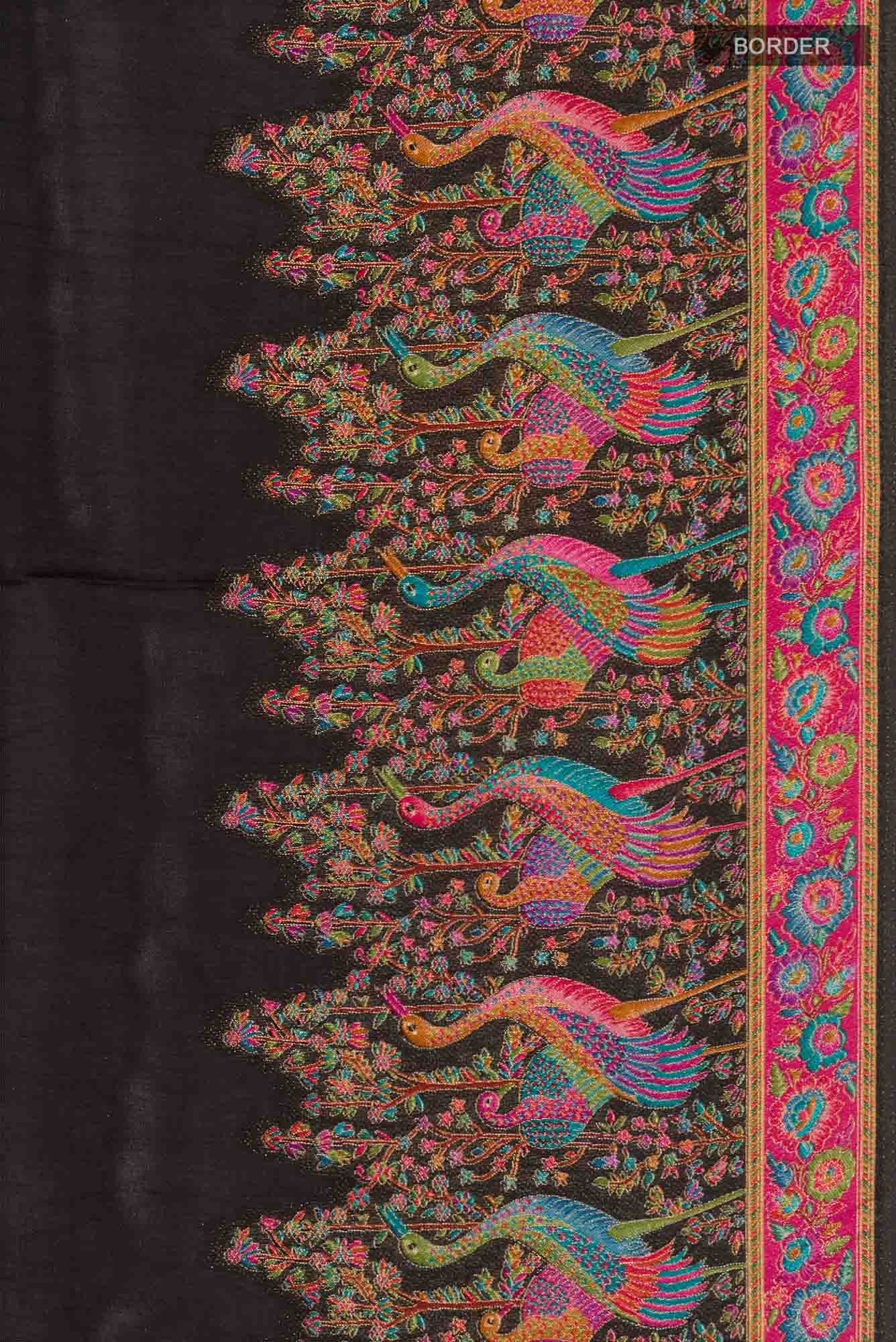 Black Blended Tussar Silk Saree