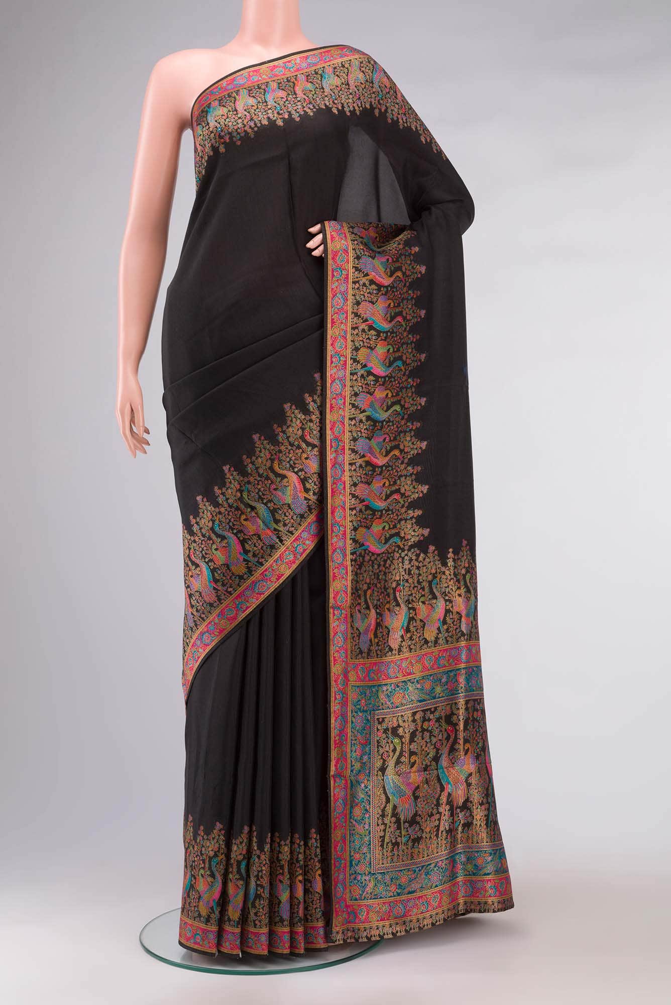 Black Blended Tussar Silk Saree