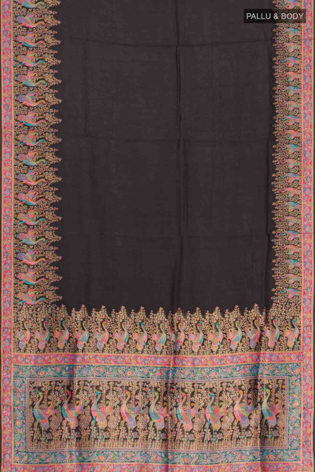Black Blended Tussar Silk Saree