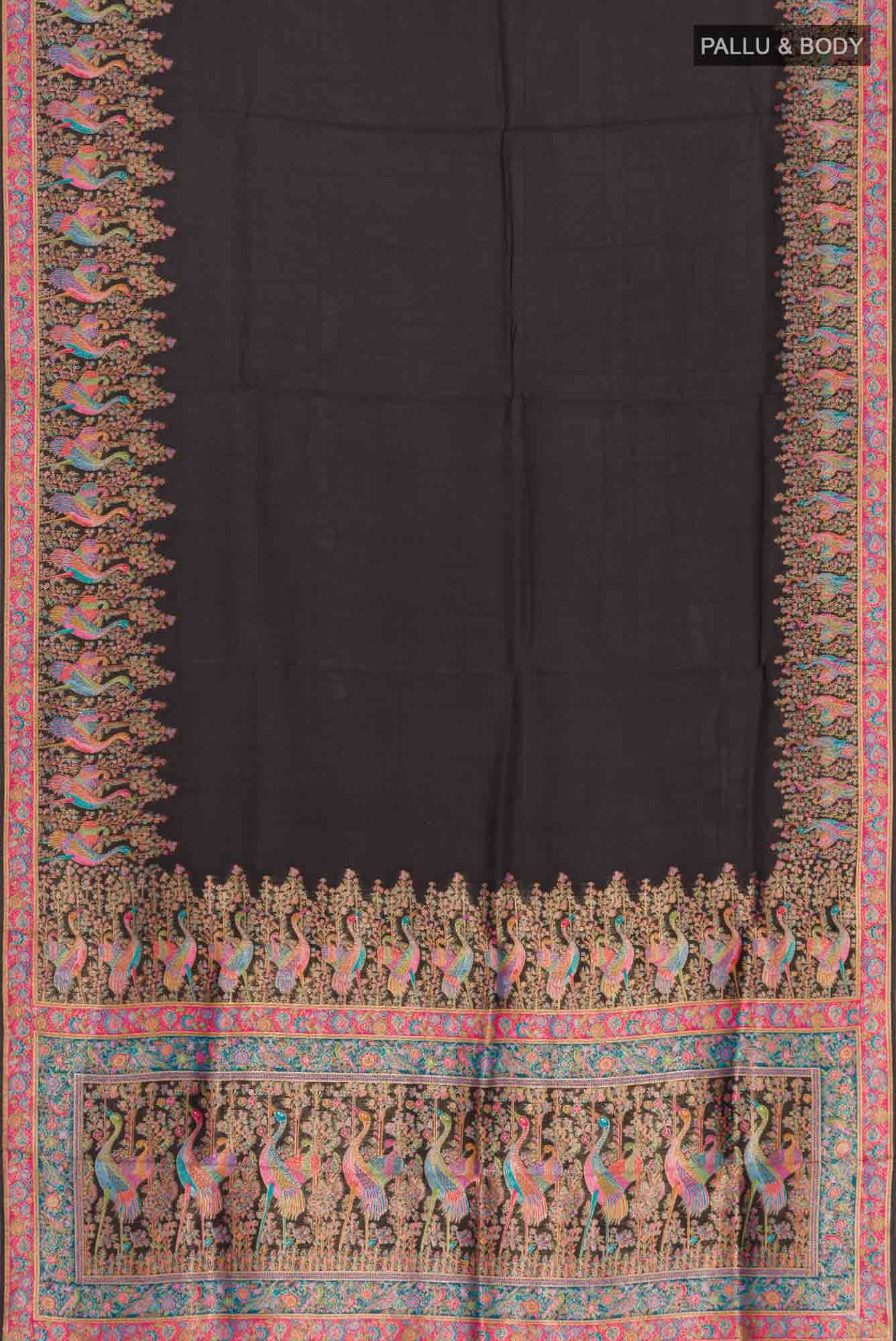Black Blended Tussar Silk Saree