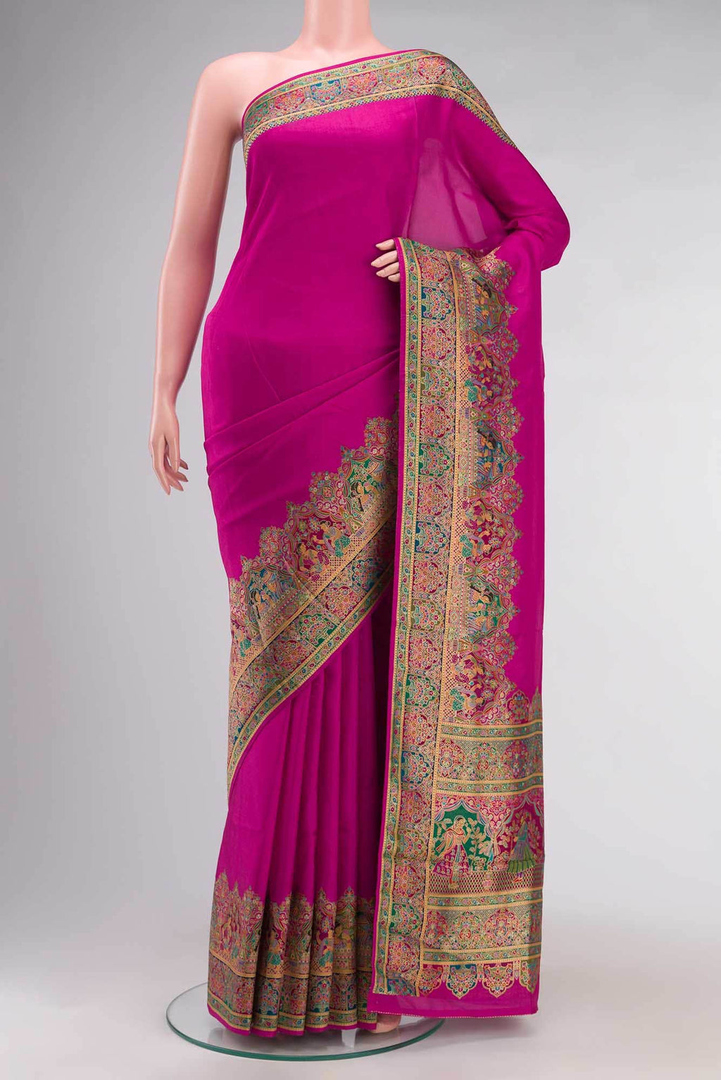 Pink Blended Tussar Silk Saree