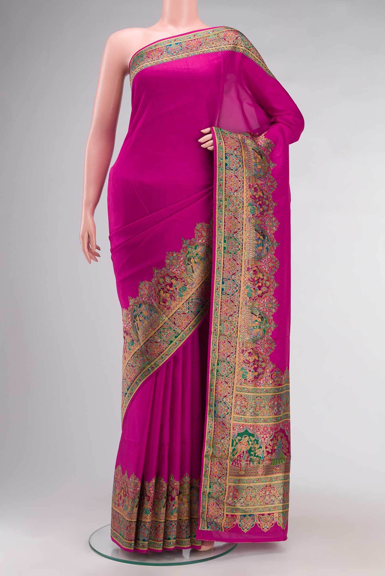 Pink Blended Tussar Silk Saree