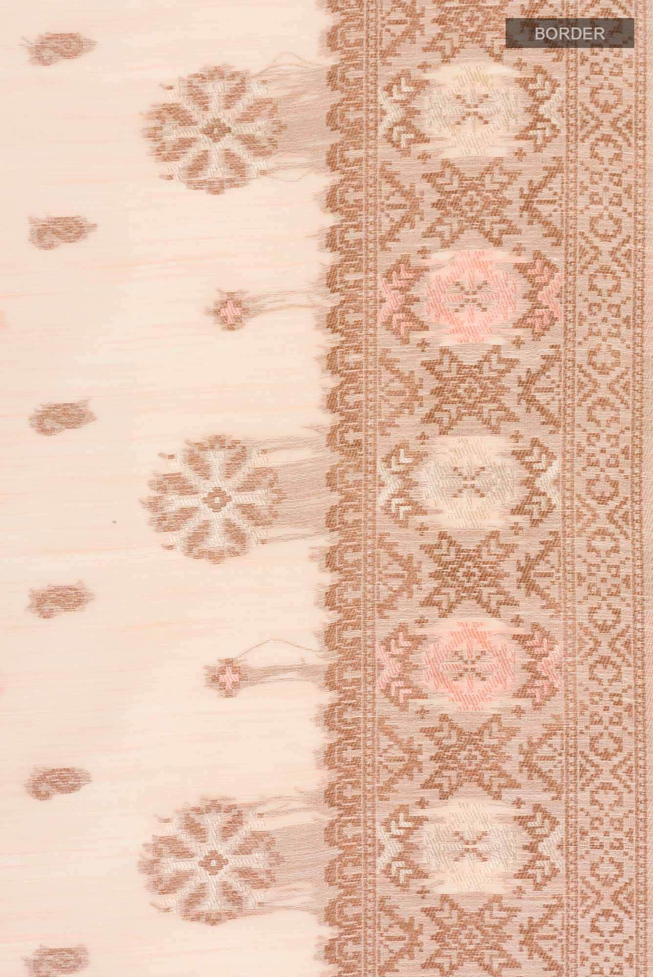 Peach Blended Tussar Silk Saree