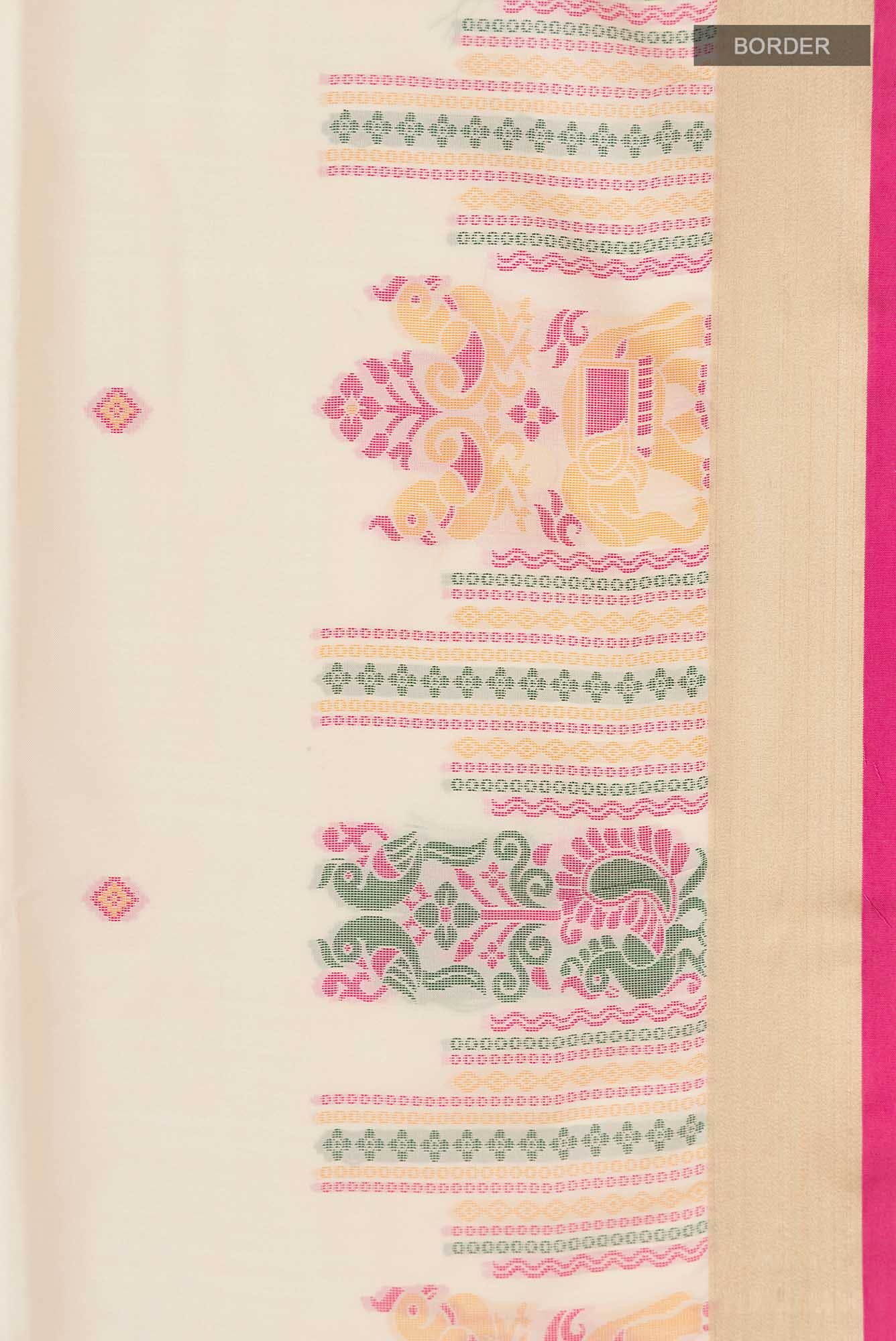 Cream Blended Soft Silk Saree