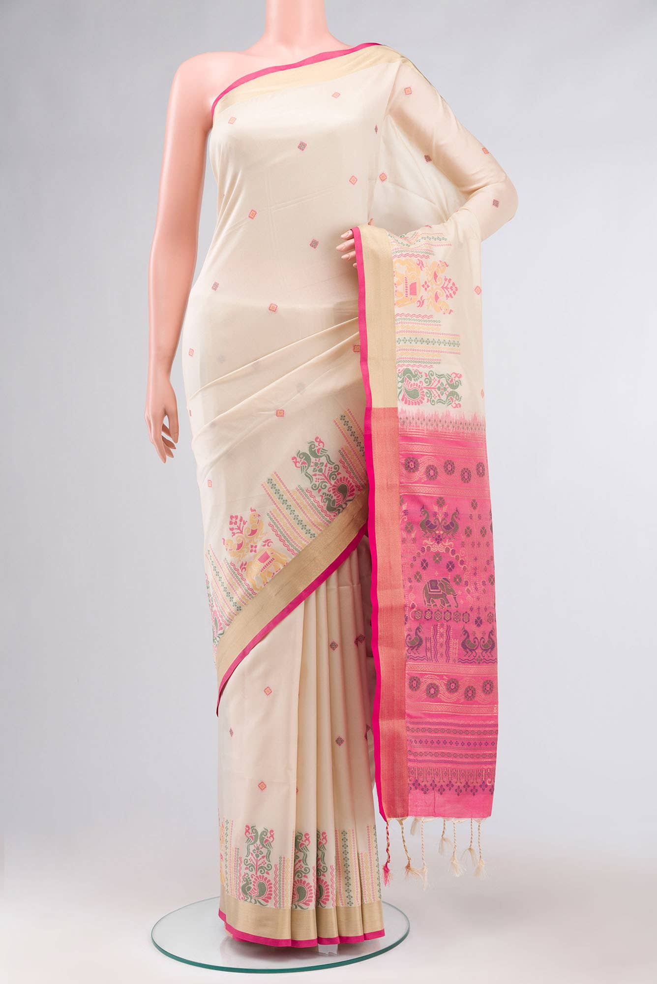 Cream Blended Soft Silk Saree