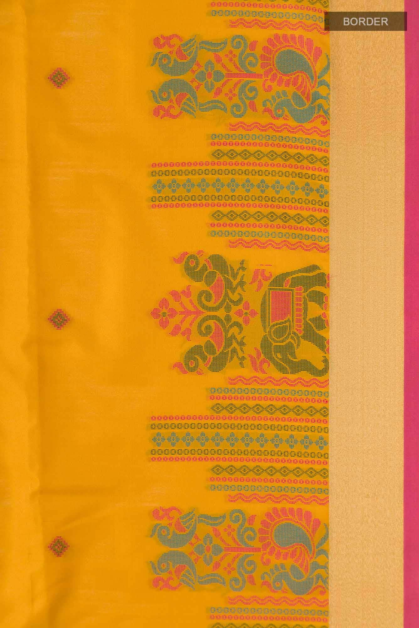 Yellow Blended Soft Silk Saree