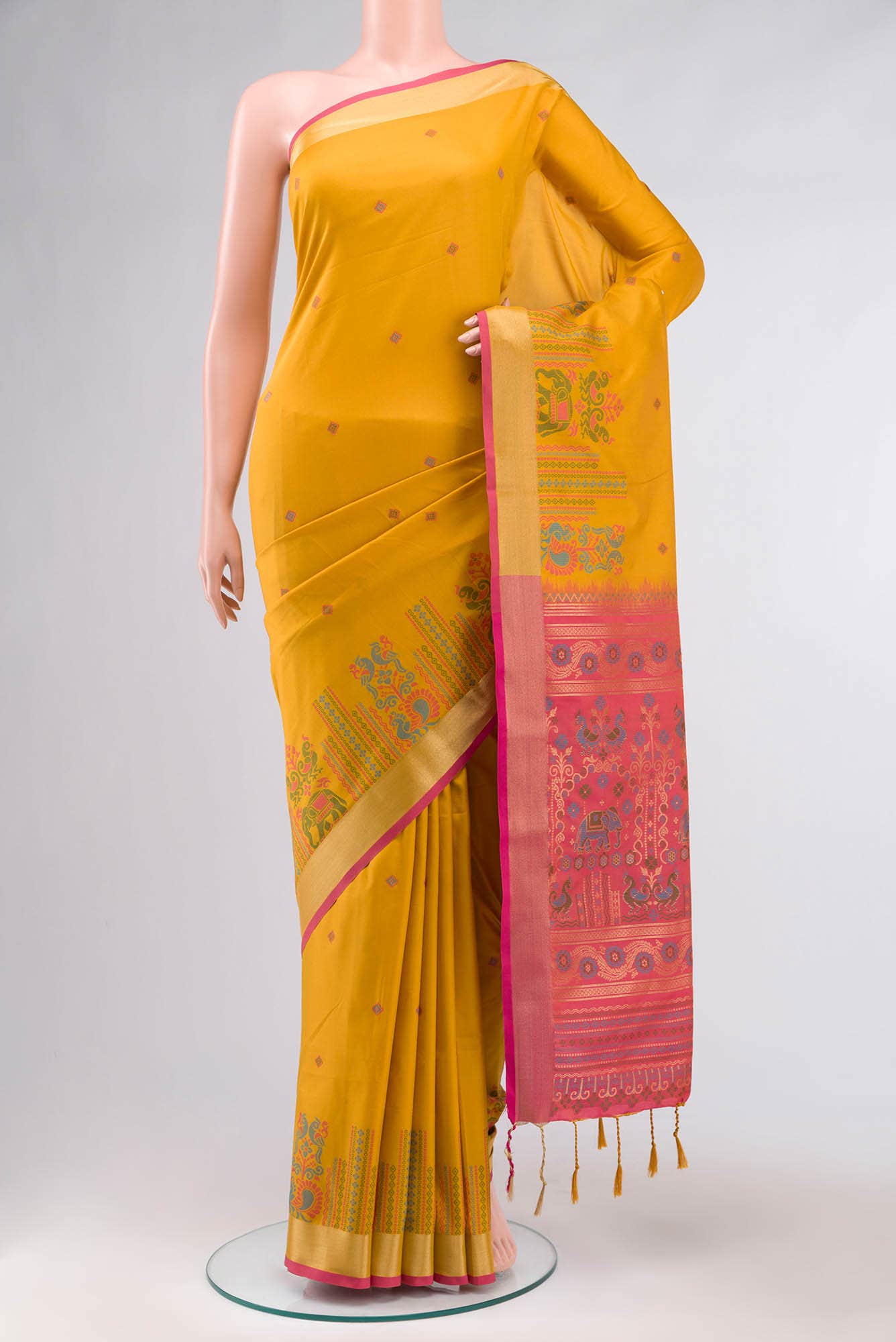 Yellow Blended Soft Silk Saree