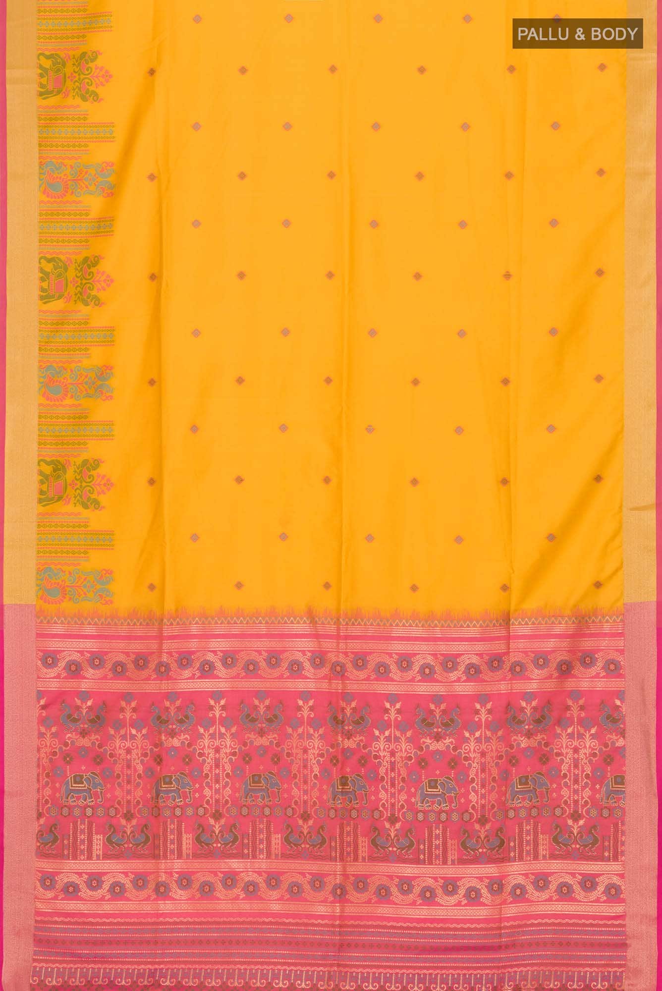 Yellow Blended Soft Silk Saree