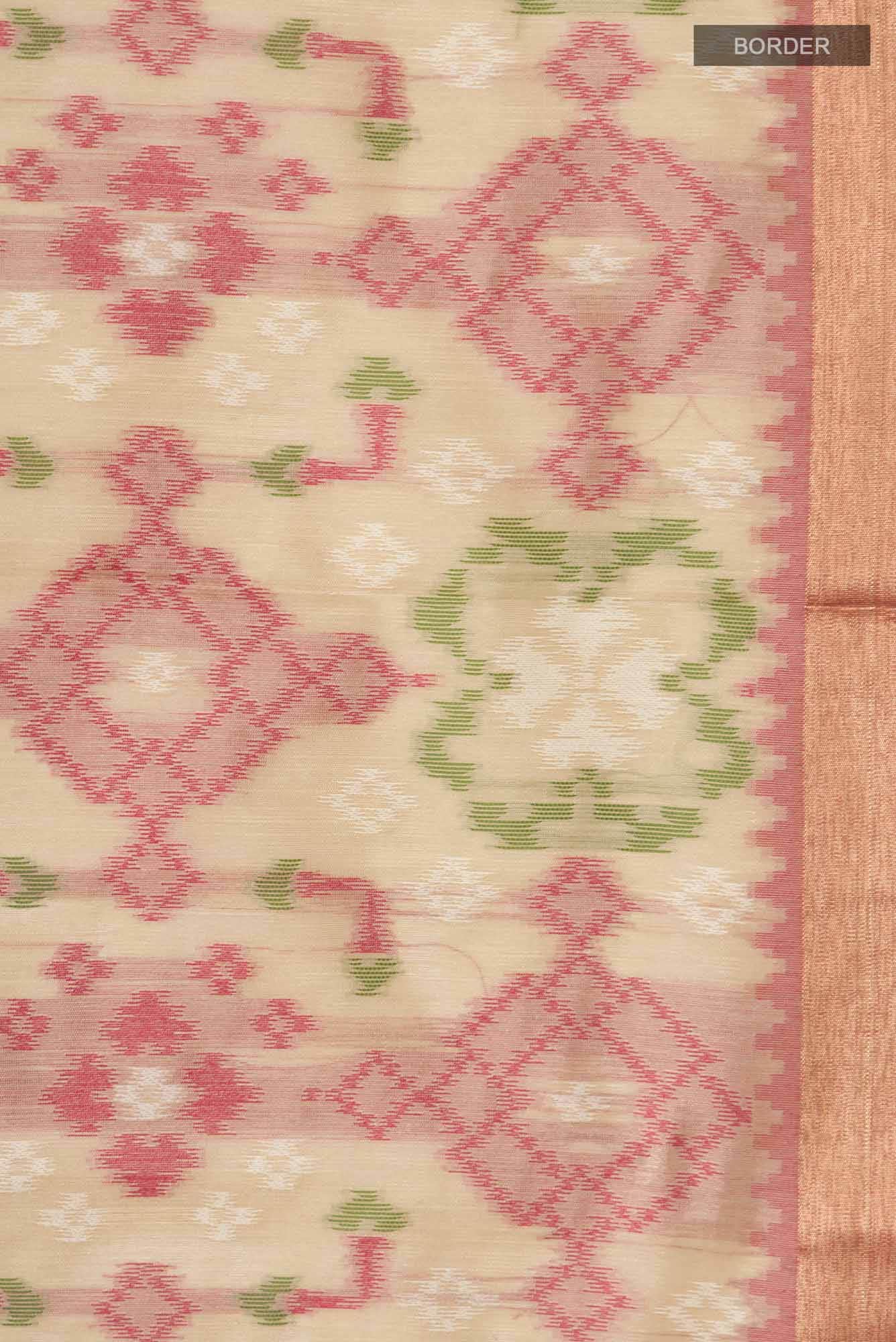 Beige Blended Raw Silk Saree