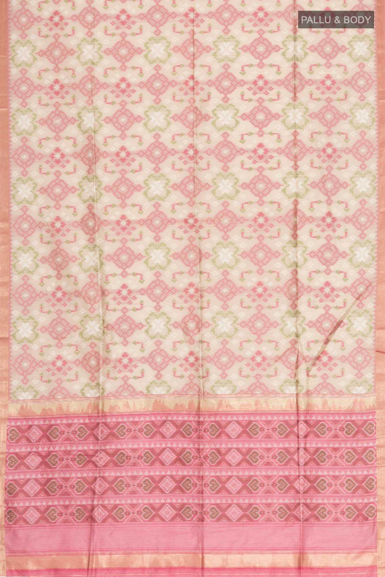 Beige Blended Raw Silk Saree