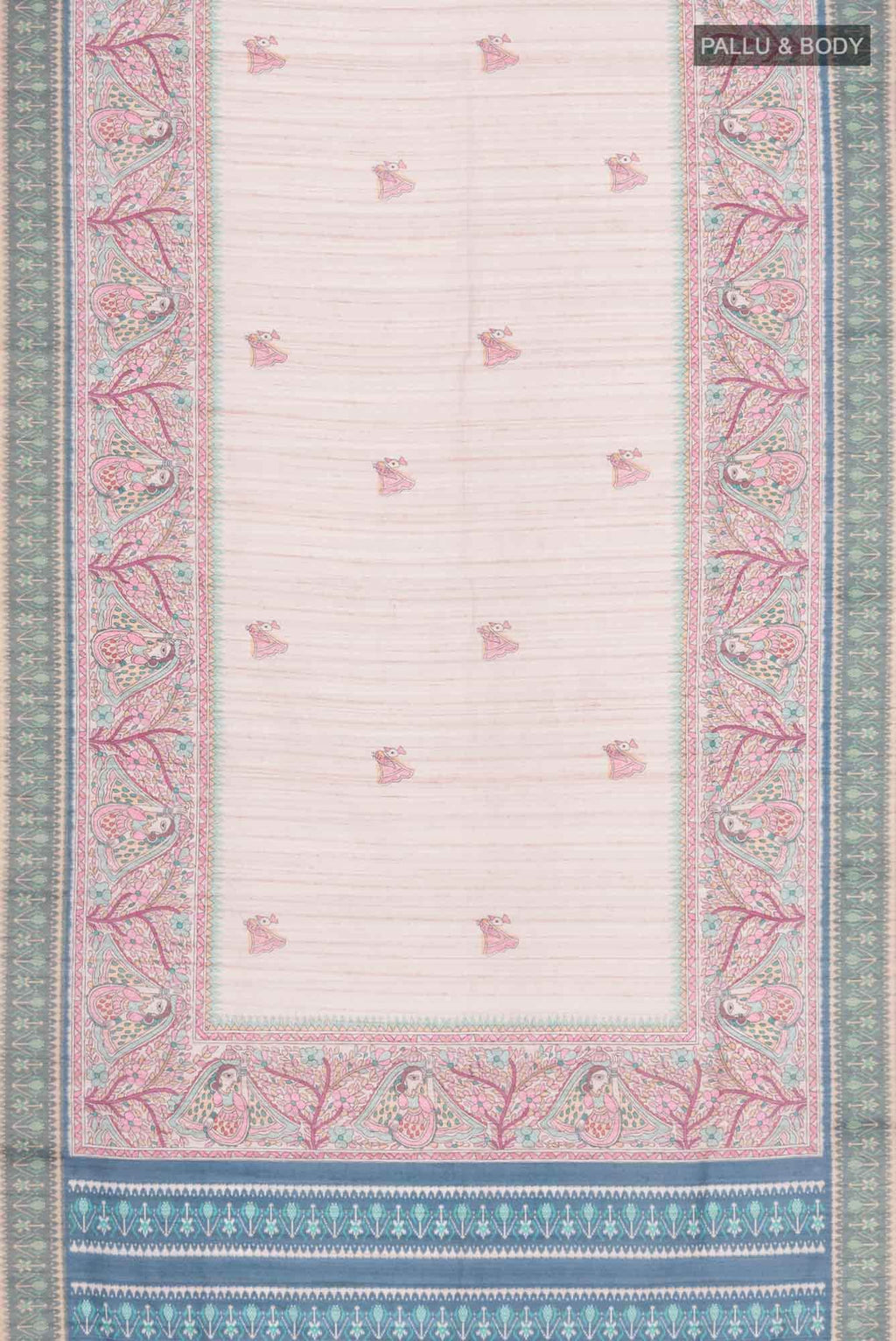 Beige Blended Tussar Silk Saree