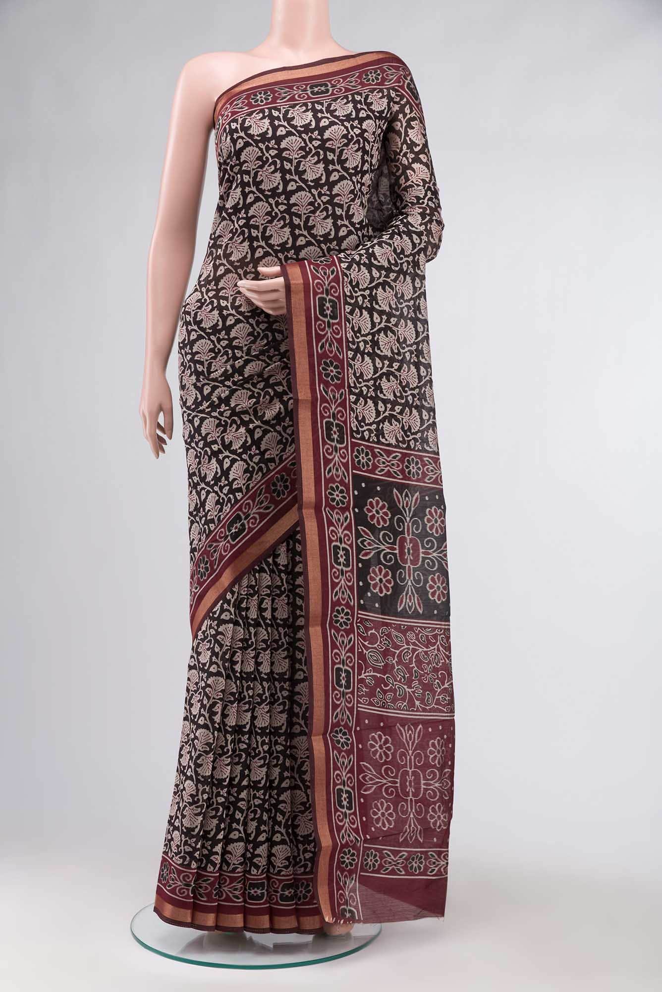Black Blended Silk Cotton Saree
