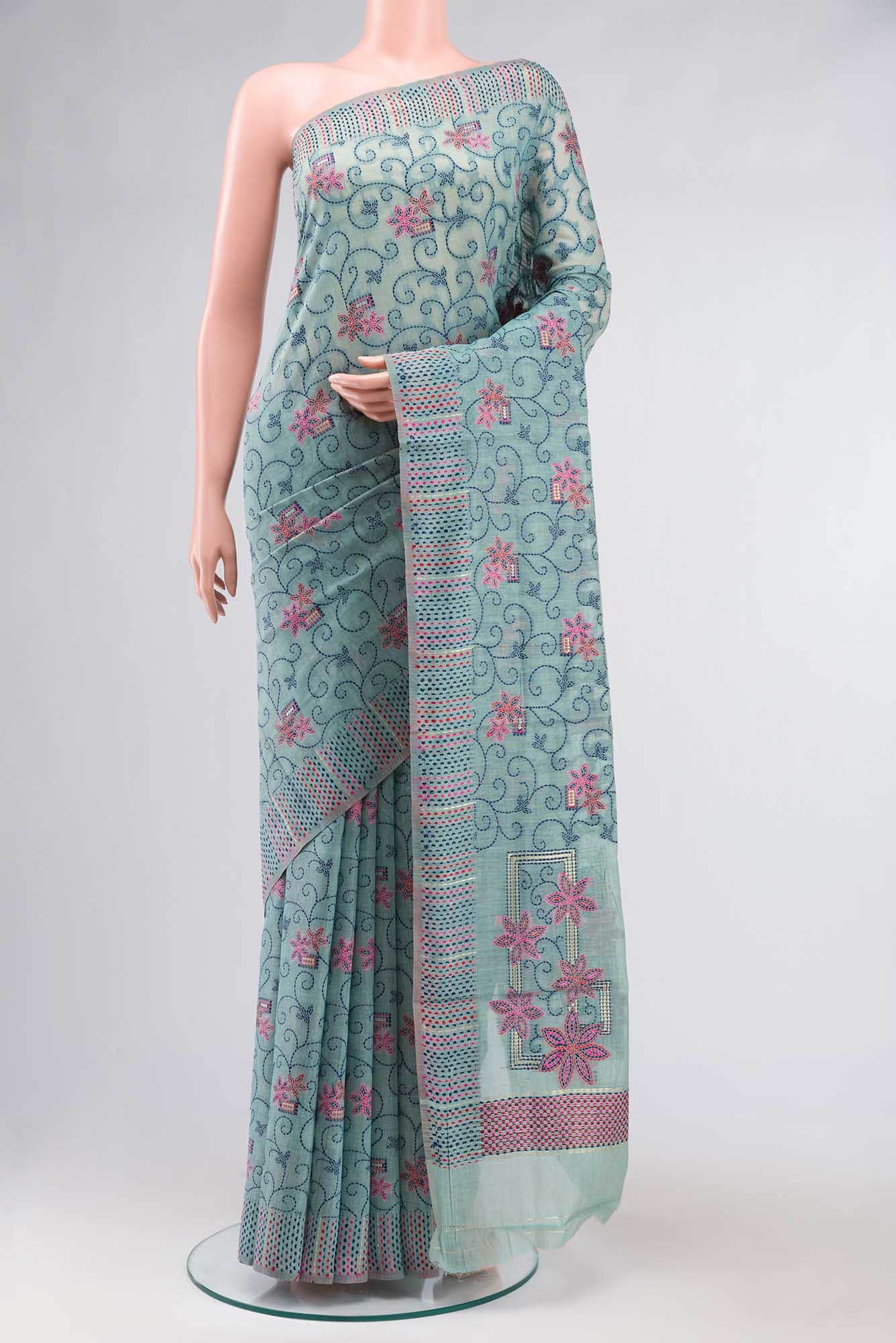 Green Blended Silk Cotton Saree