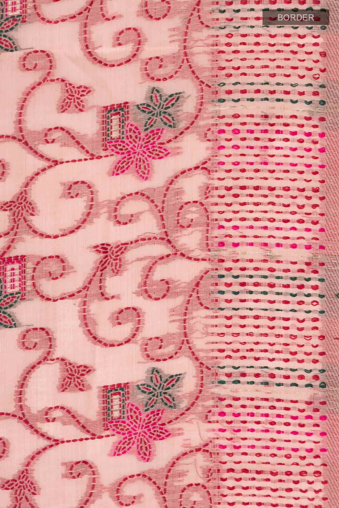 Peach Blended Silk Cotton Saree