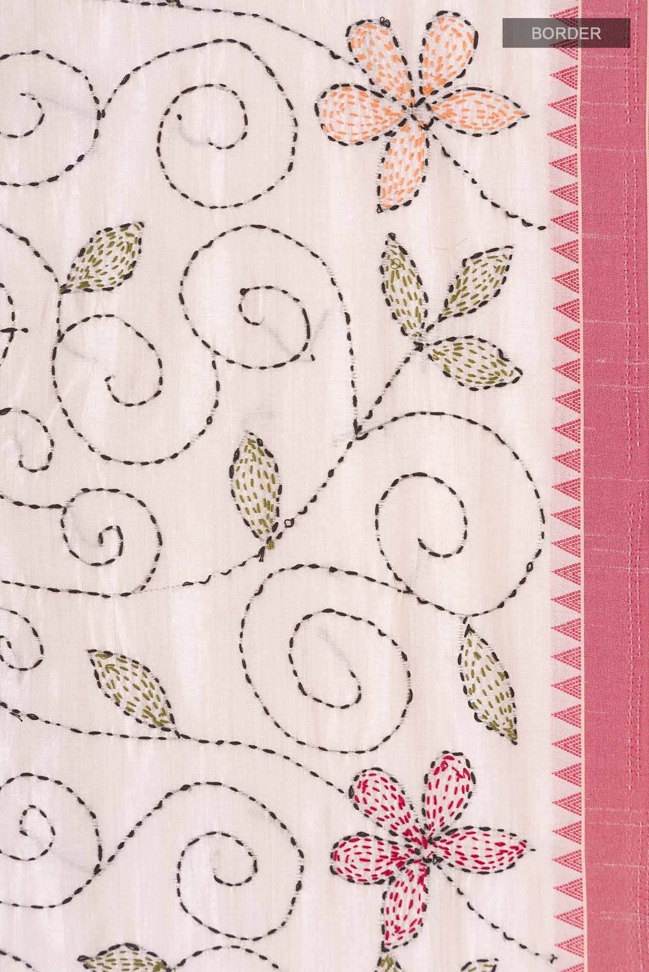 Beige Blended Tussar Silk Saree
