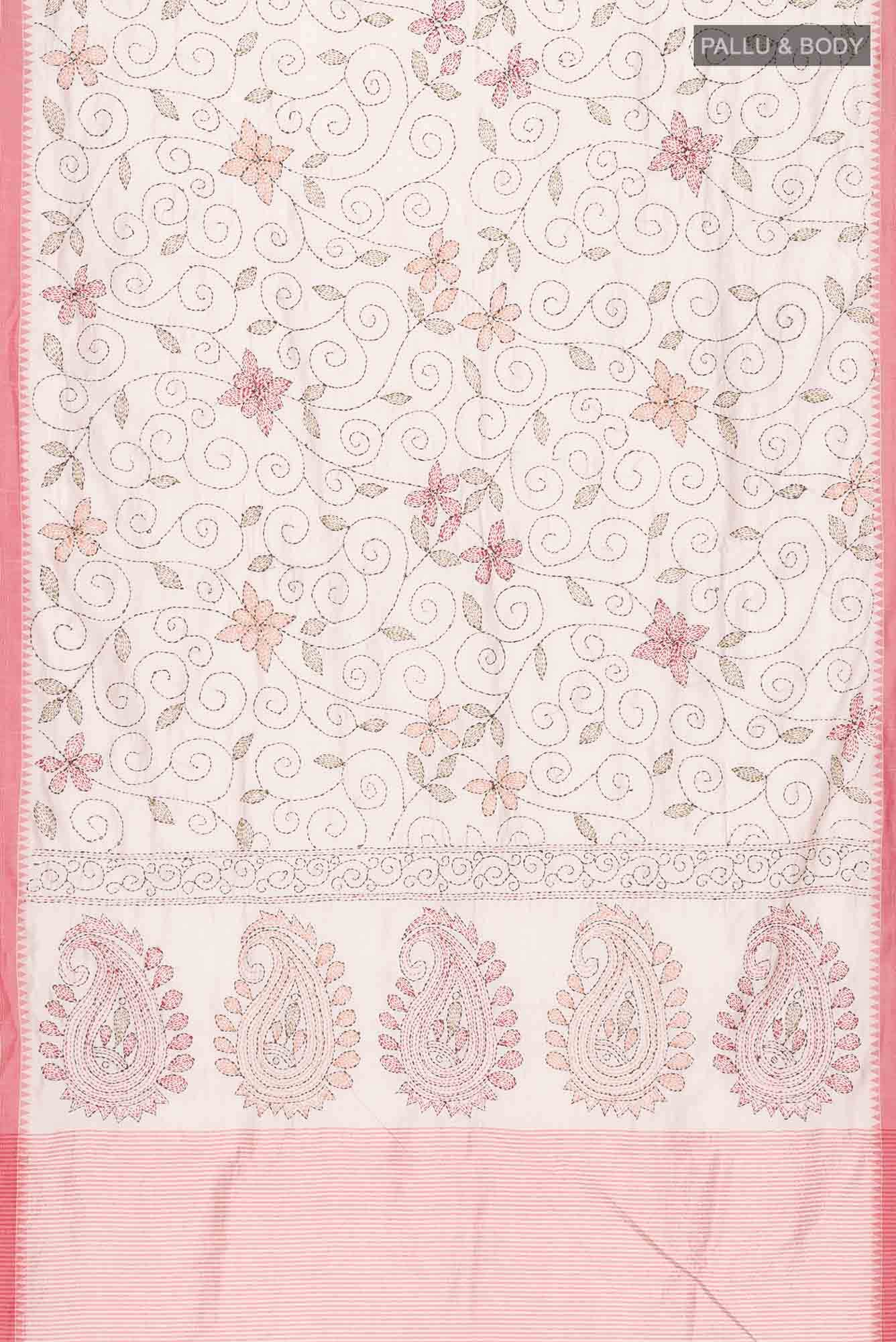 Beige Blended Tussar Silk Saree