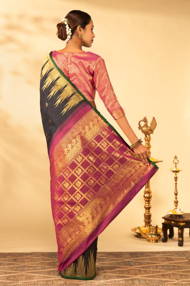 Aishwaryam-Black Kanchipuram Silk Saree