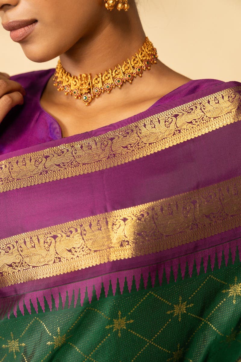 Vaidhehi-Bottle Green Kanchipuram Silk Saree