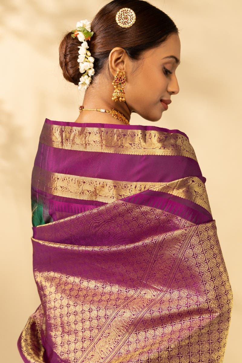 Vaidhehi-Bottle Green Kanchipuram Silk Saree