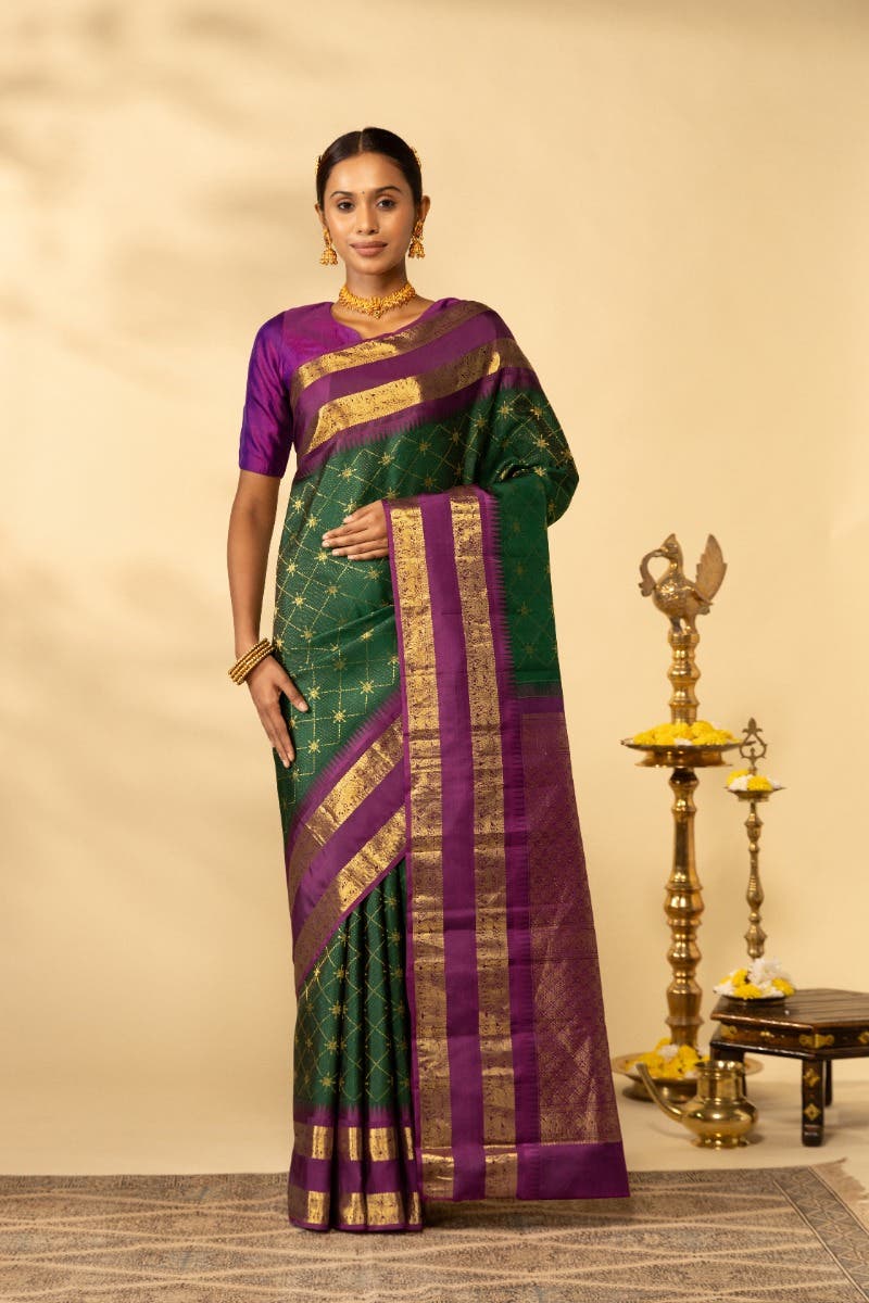 Vaidhehi-Bottle Green Kanchipuram Silk Saree