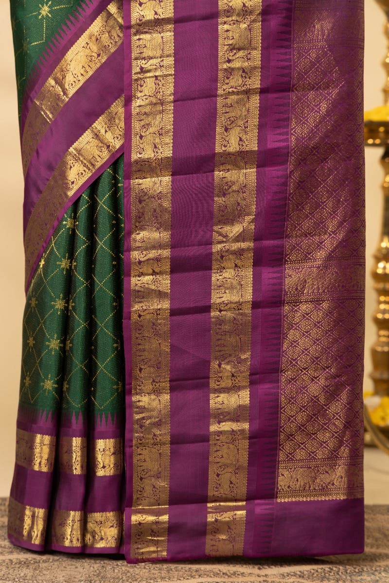 Vaidhehi-Bottle Green Kanchipuram Silk Saree