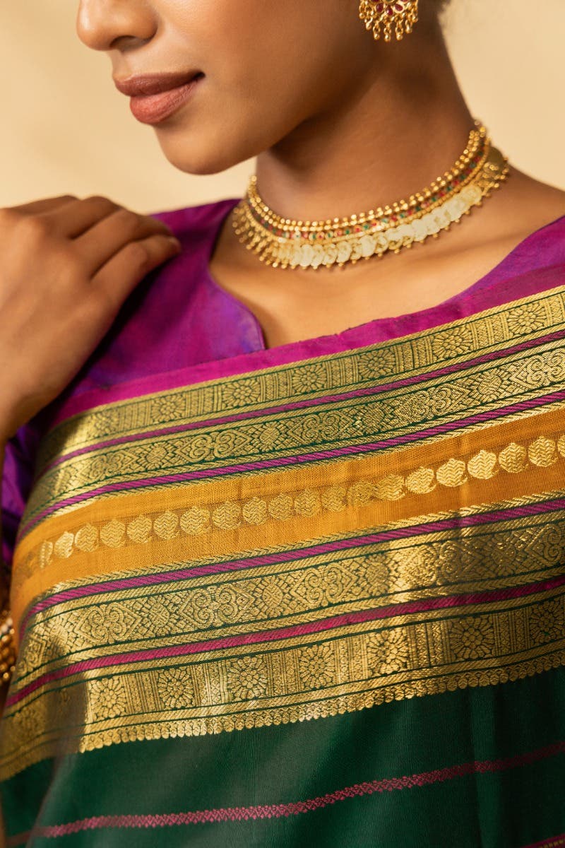 Velari-Bottle Green Kanchipuram Silk Saree
