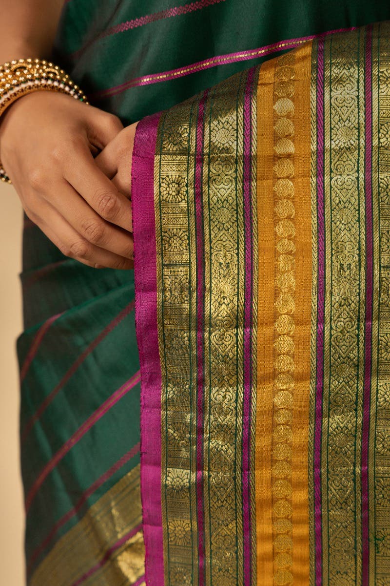 Velari-Bottle Green Kanchipuram Silk Saree