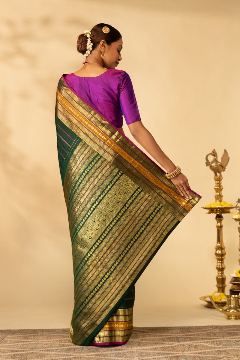 Velari-Bottle Green Kanchipuram Silk Saree
