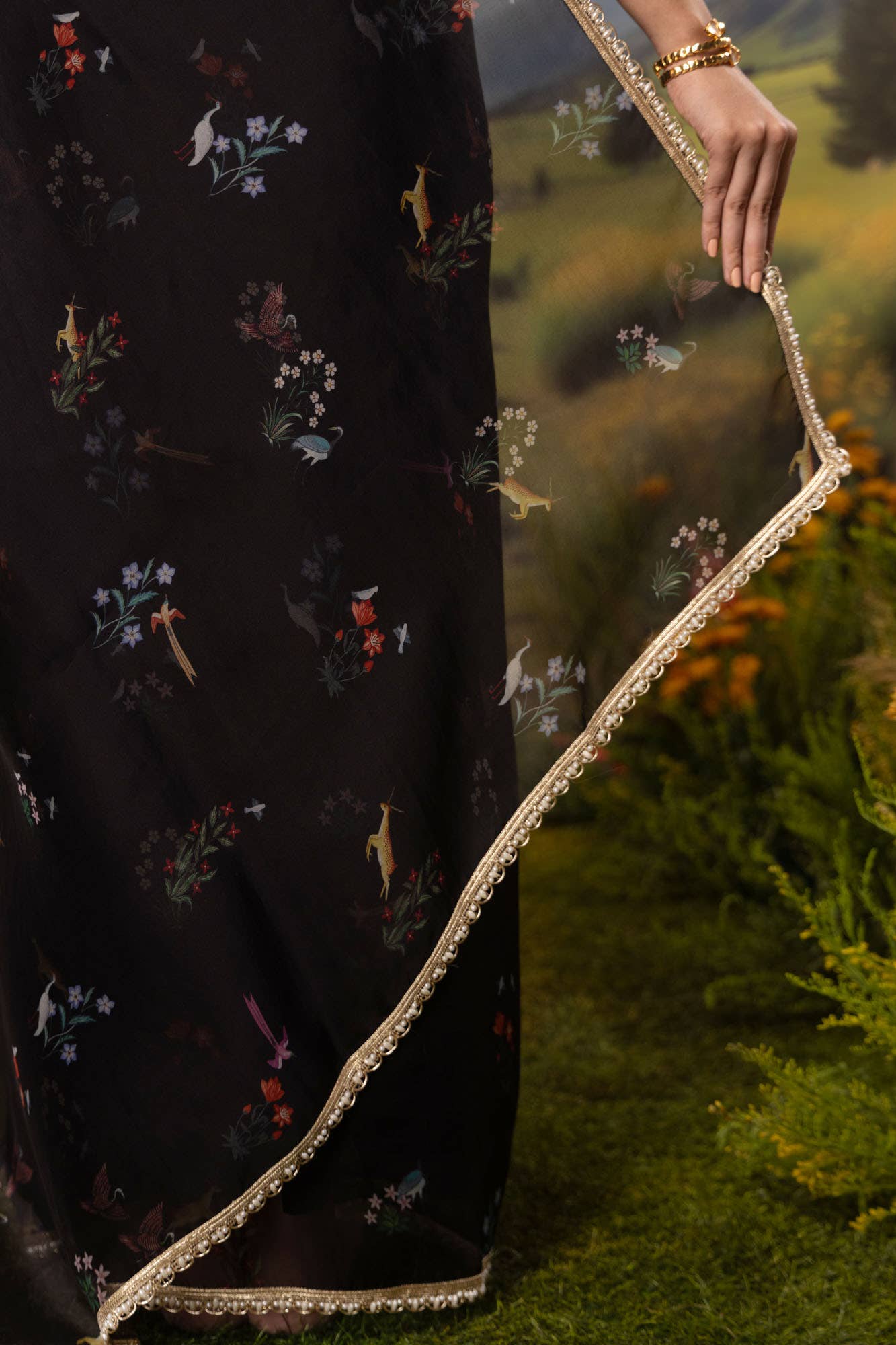 Midnight Lore-Black Pure Organza Silk Saree