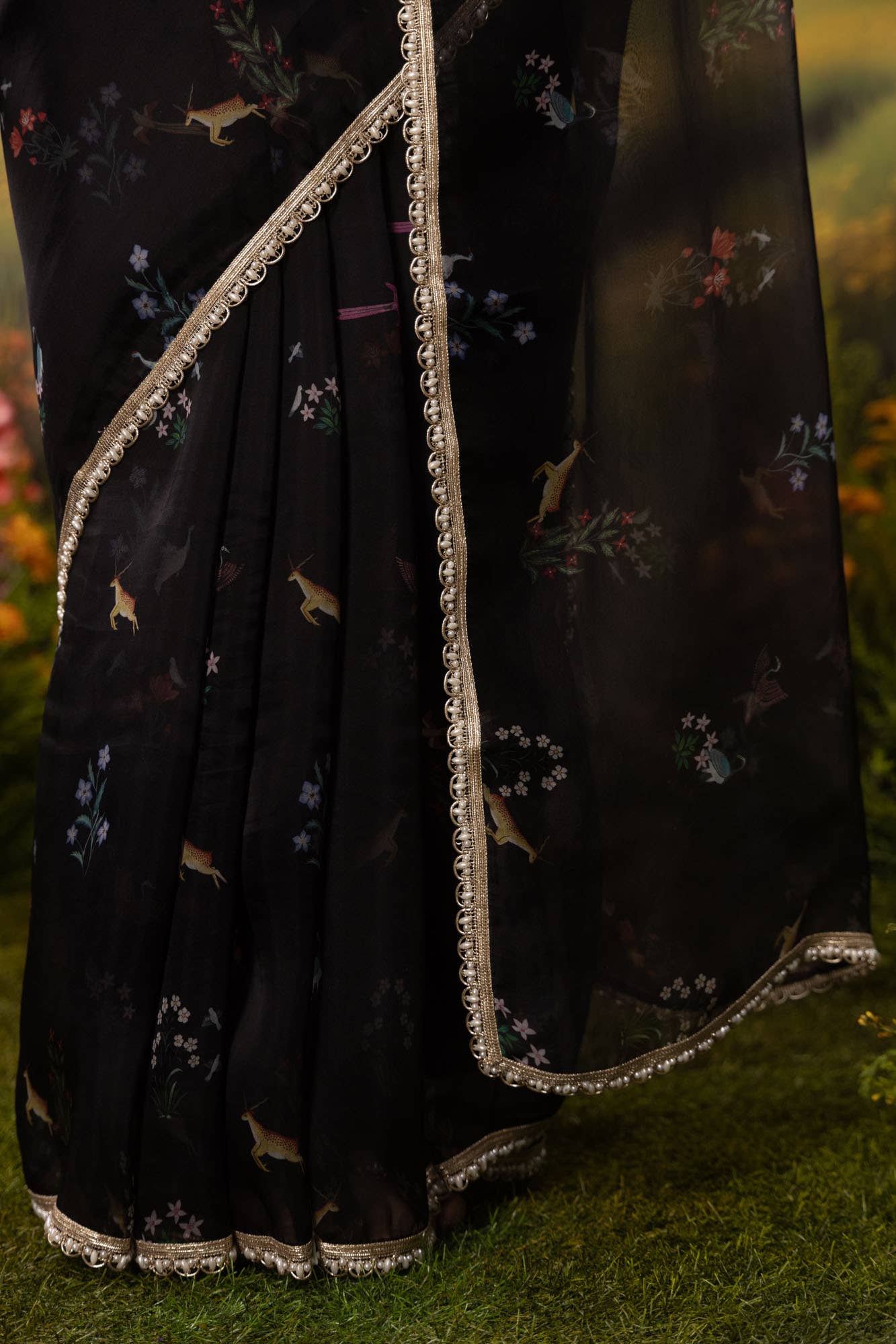 Midnight Lore-Black Pure Organza Silk Saree