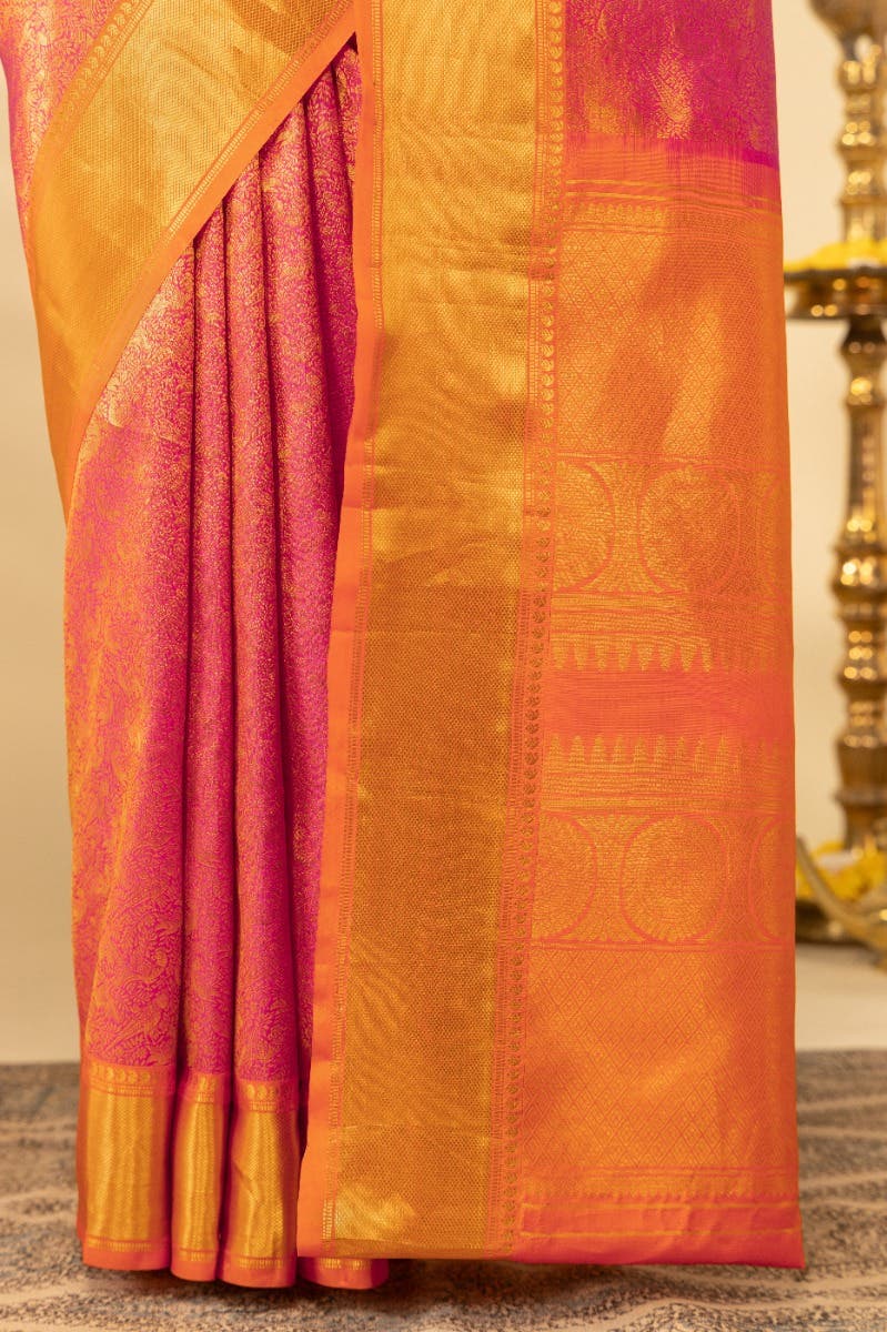 Sundiri-Pink Kanchipuram Silk Saree