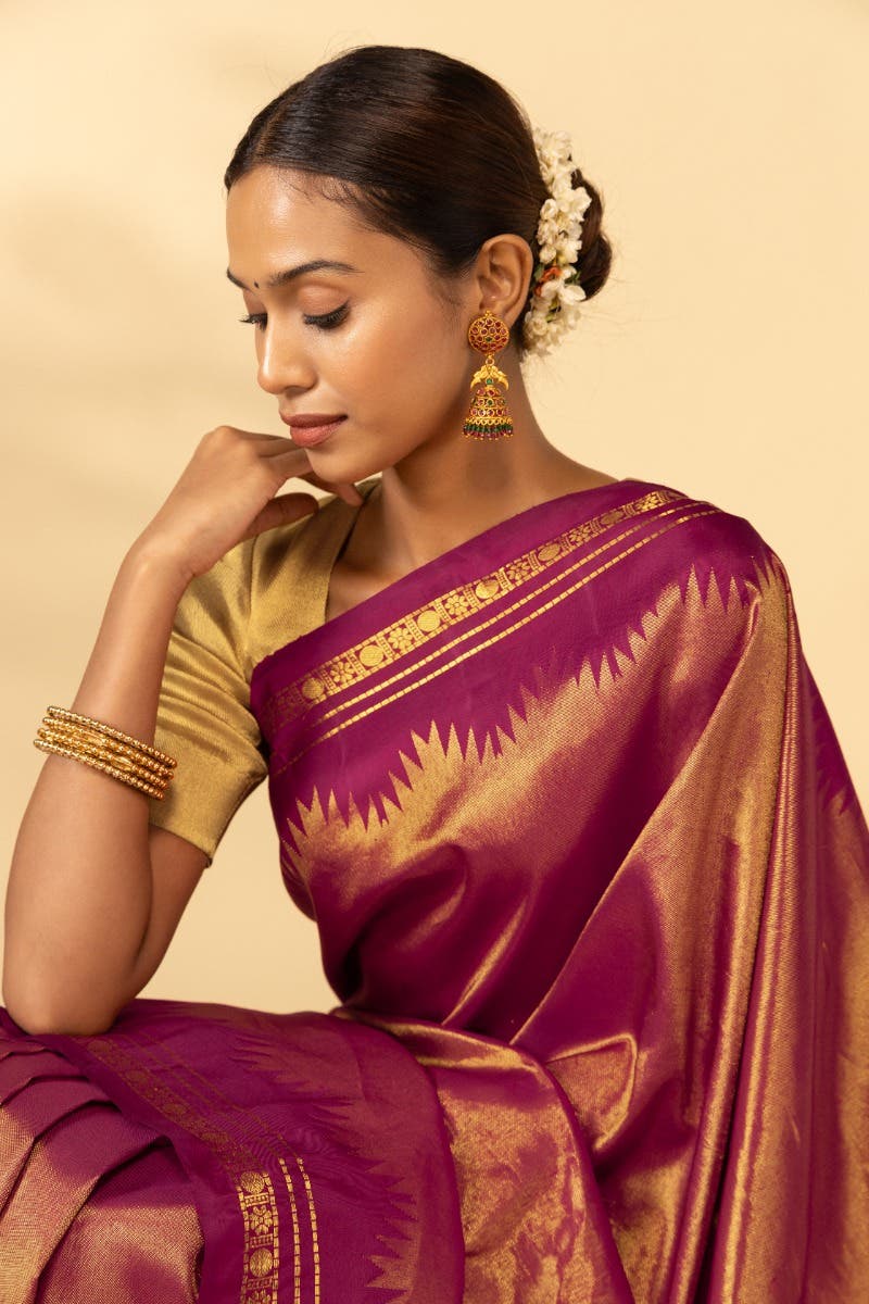 Rakshita-Magenta Kanchipuram Silk Saree