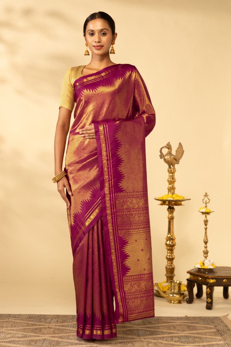 Rakshita-Magenta Kanchipuram Silk Saree