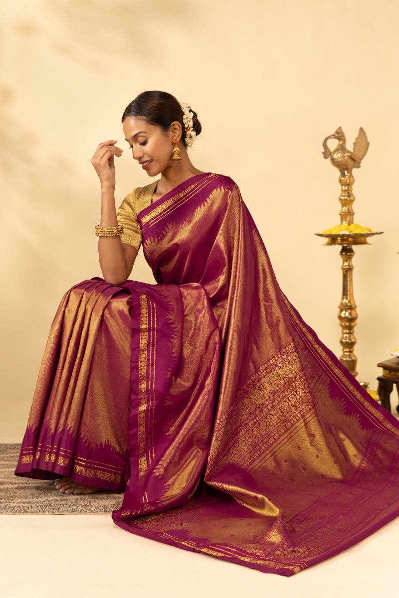 Rakshita-Magenta Kanchipuram Silk Saree