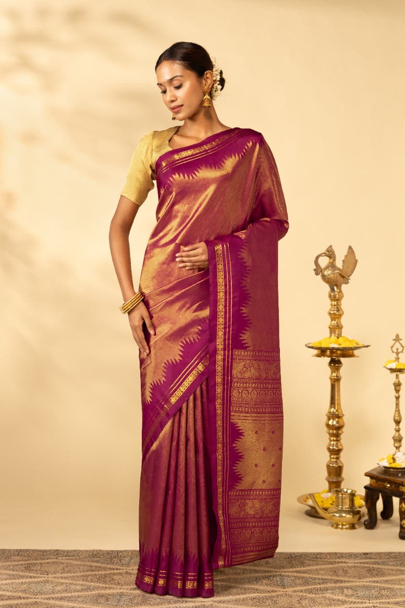 Rakshita-Magenta Kanchipuram Silk Saree