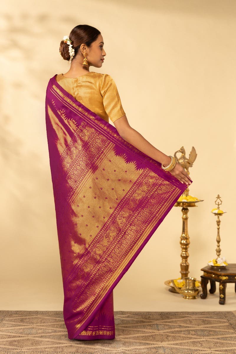 Rakshita-Magenta Kanchipuram Silk Saree