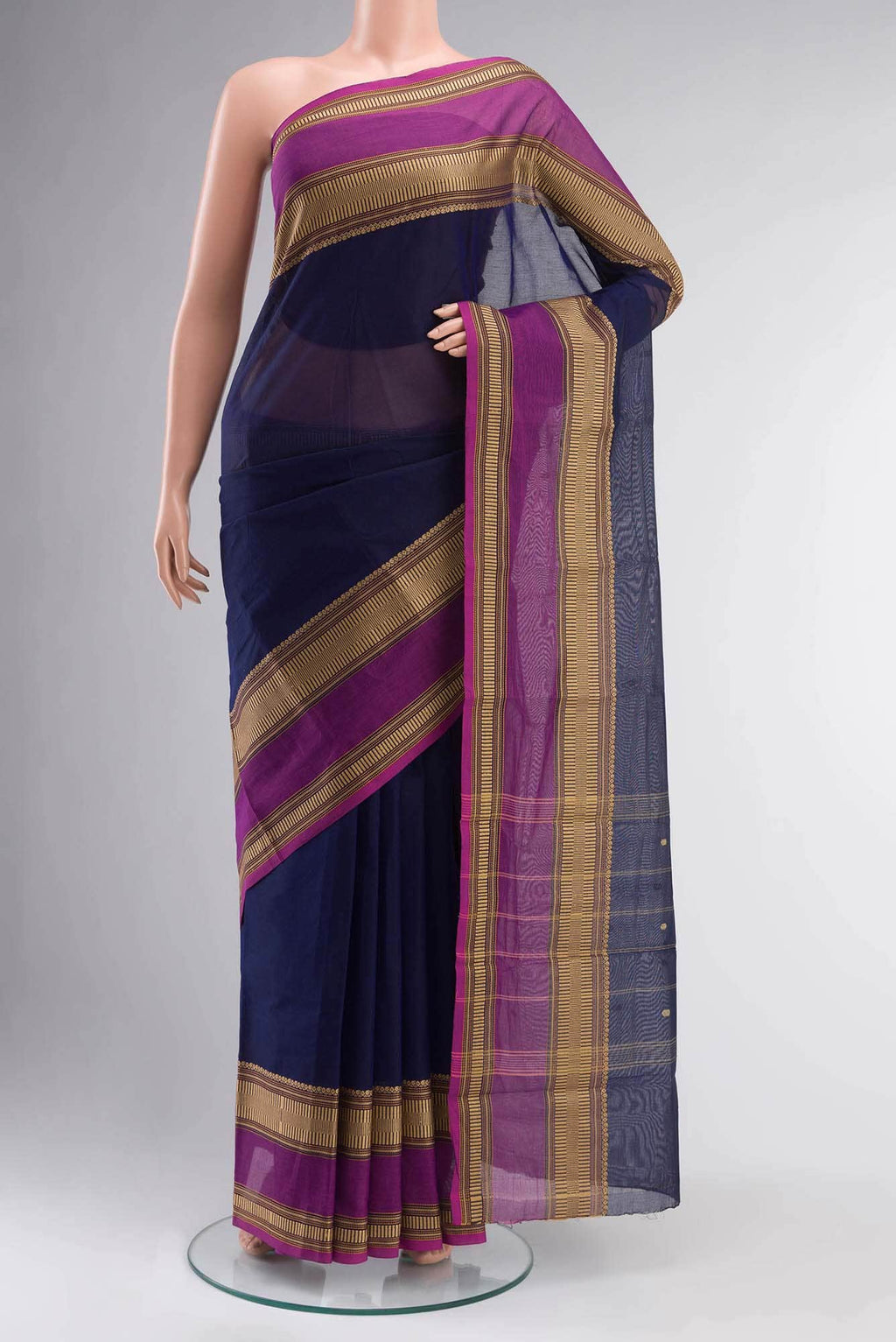 Navy Blue Kanchi Cotton Saree