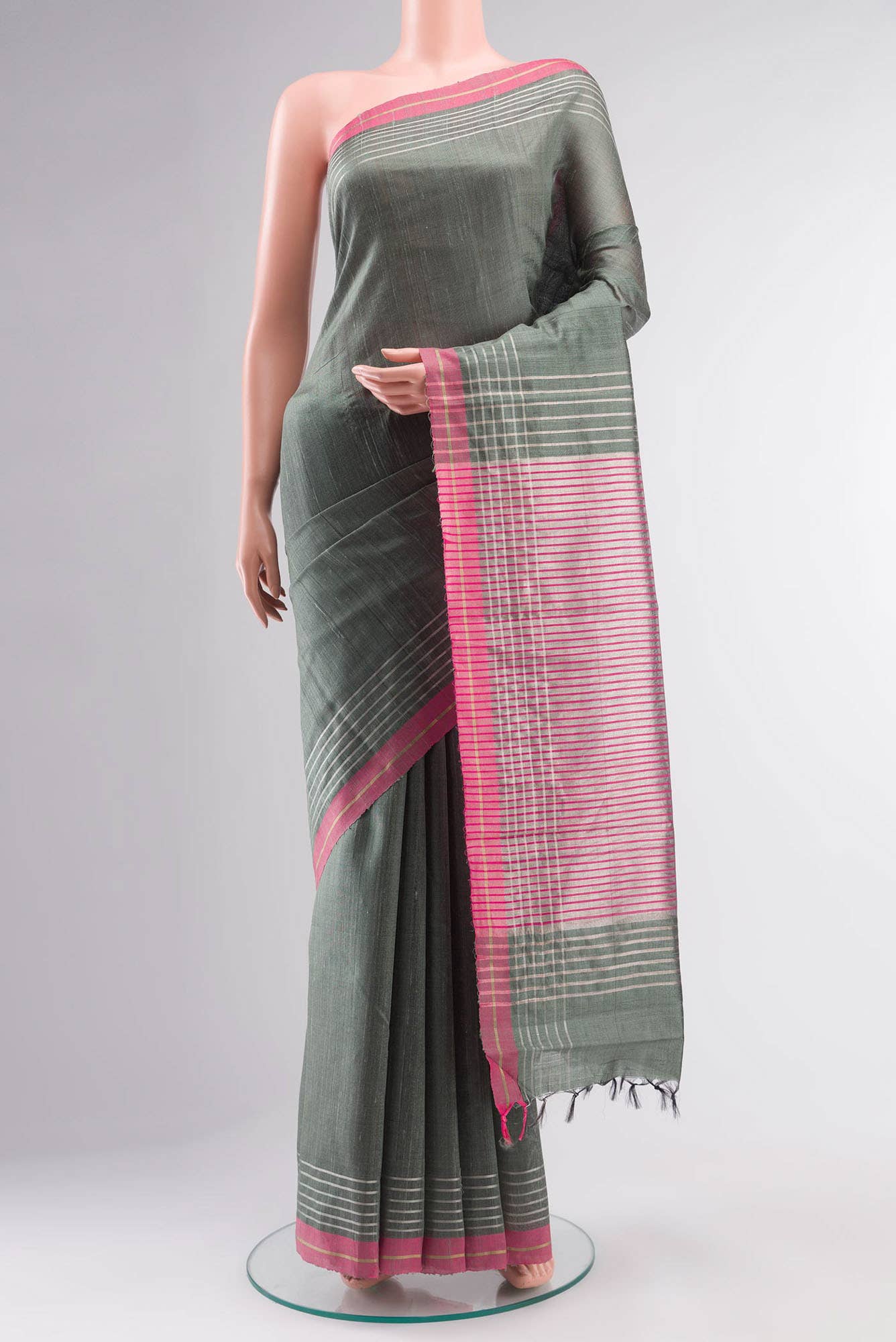 Bhavi-Sage Green Bhagalpuri Tussar Silk Saree