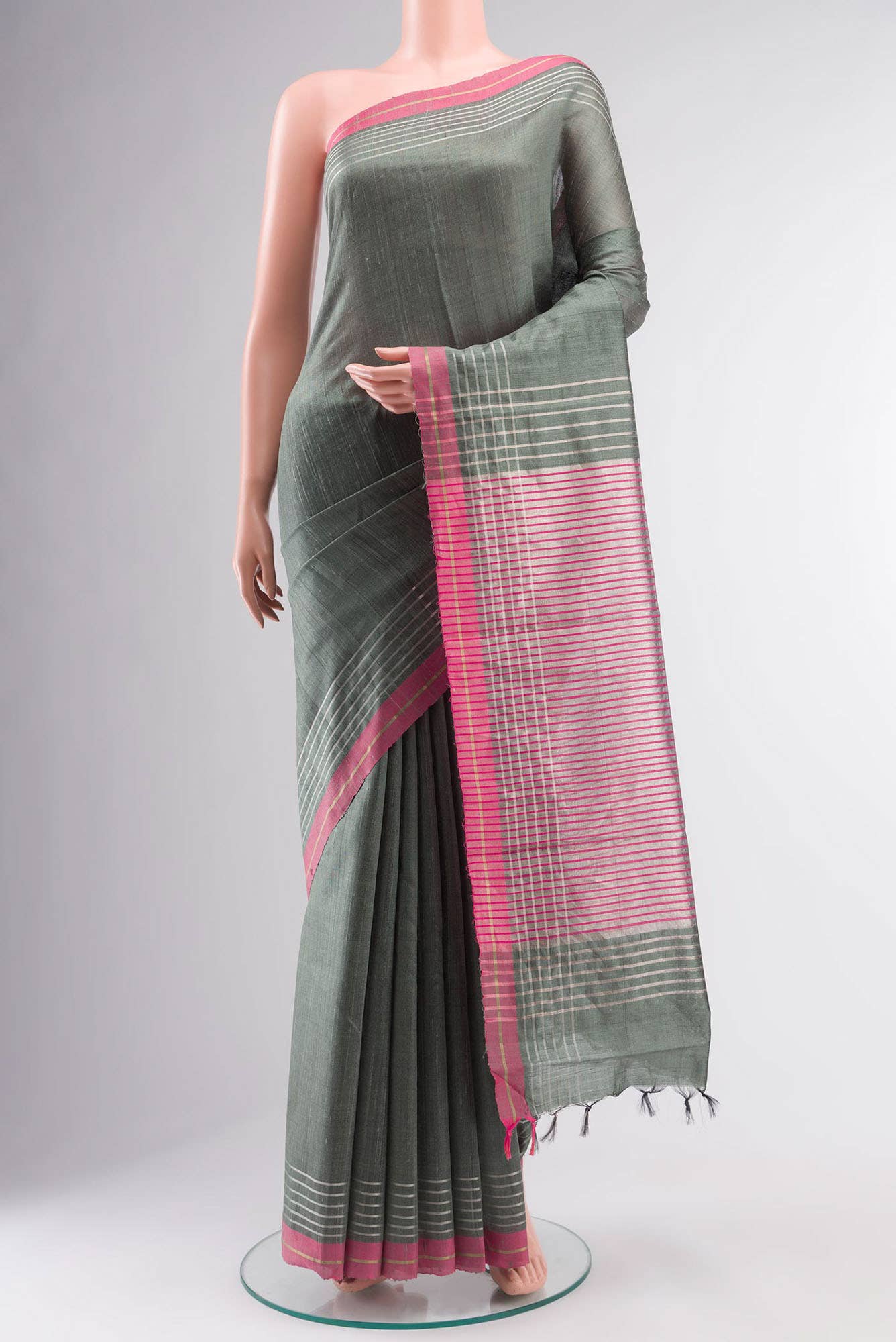 Bhavi-Sage Green Bhagalpuri Tussar Silk Saree