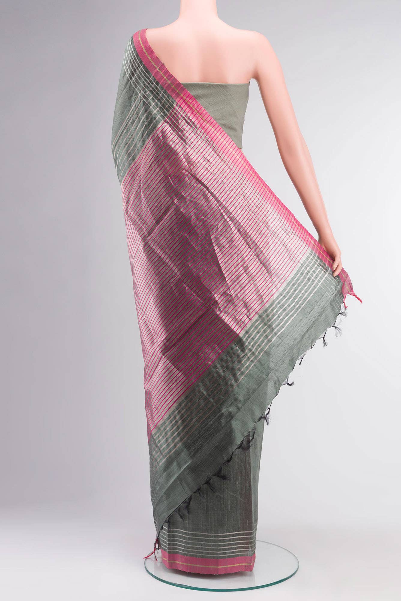 Bhavi-Sage Green Bhagalpuri Tussar Silk Saree