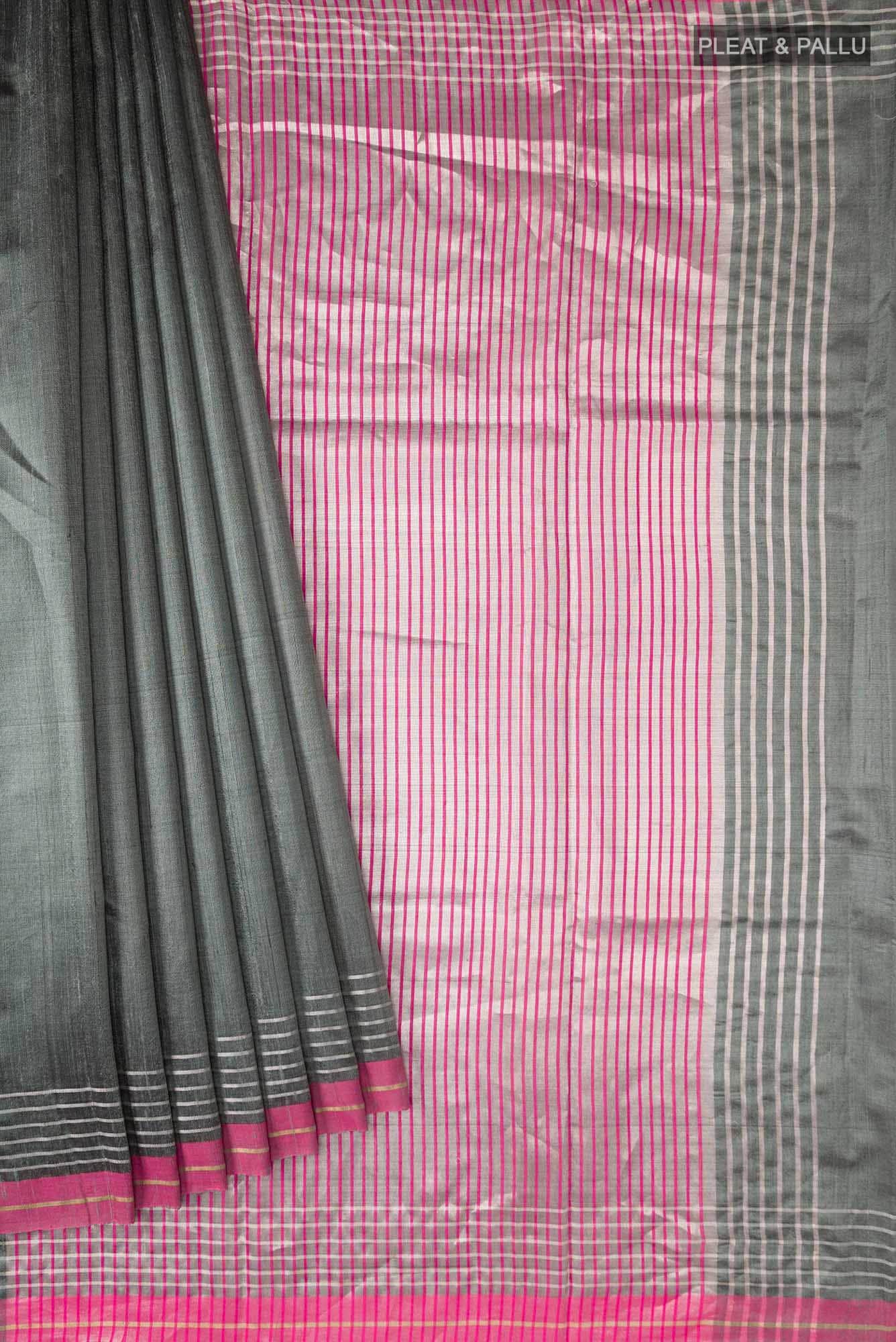 Bhavi-Sage Green Bhagalpuri Tussar Silk Saree