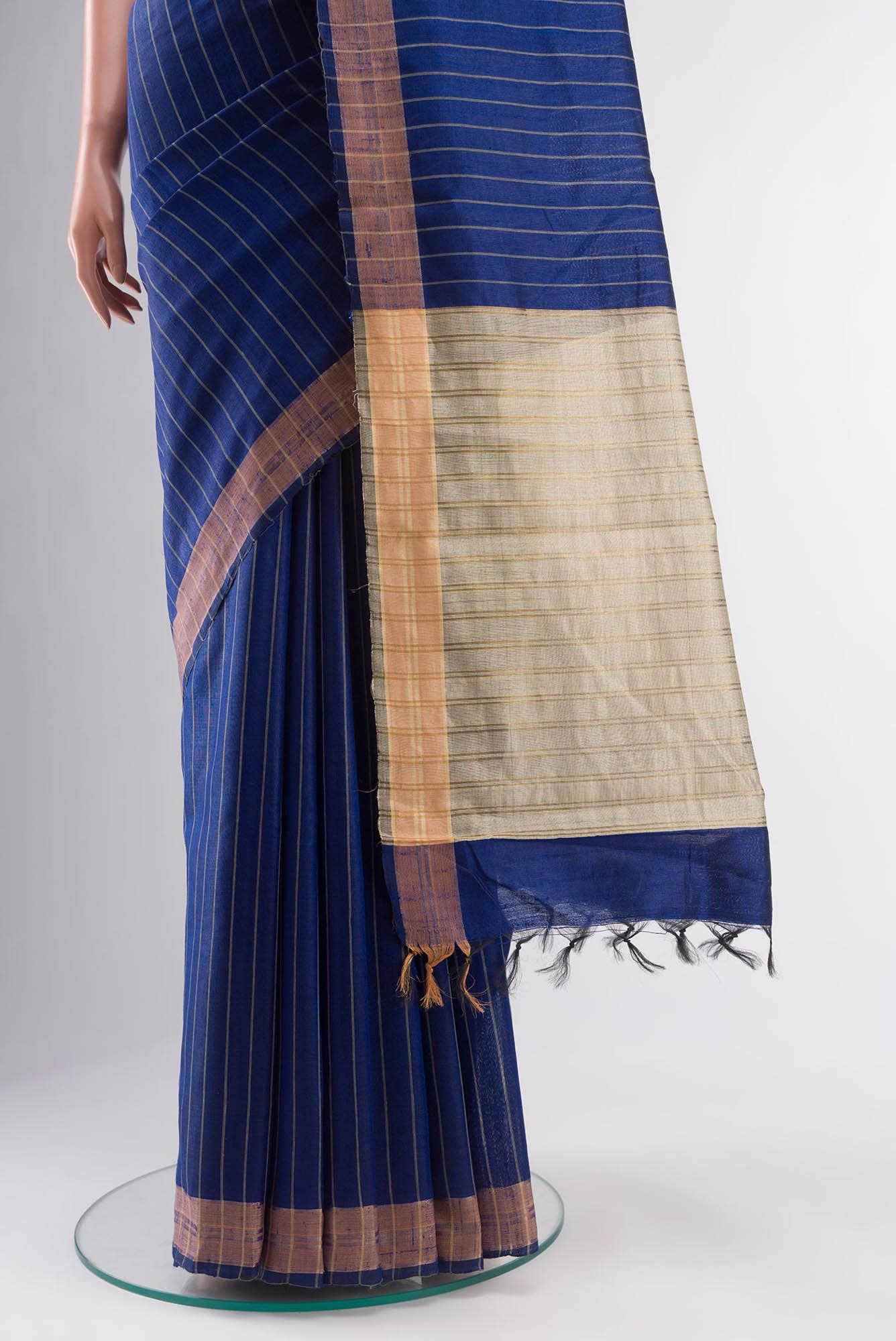 Avni-Royal Blue Bhagalpuri Tussar Silk Saree