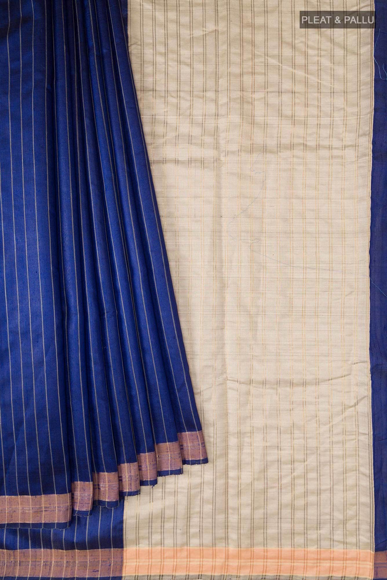 Avni-Royal Blue Bhagalpuri Tussar Silk Saree