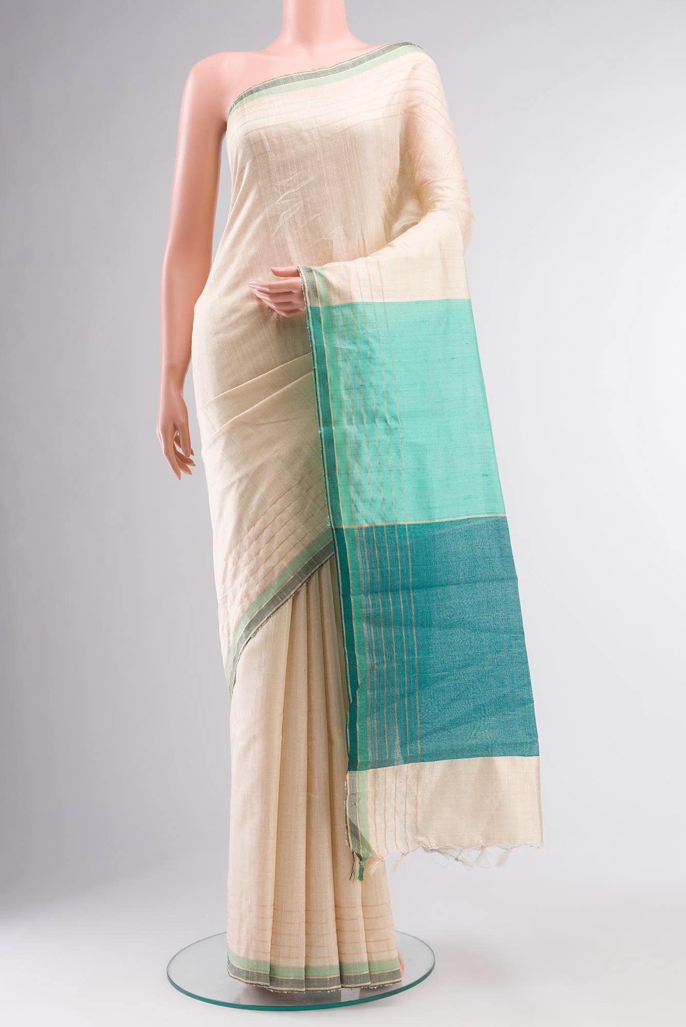 Erina-Cream Bhagalpuri Tussar Silk Saree