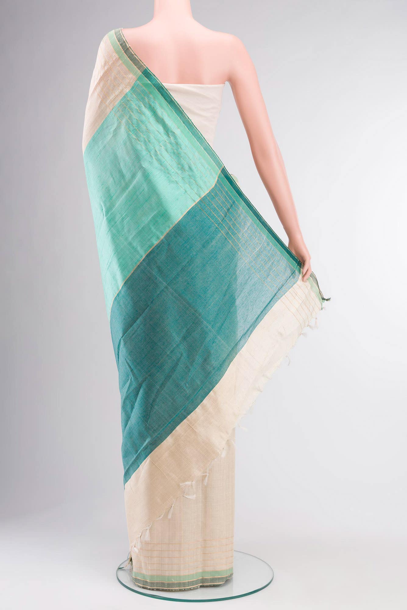 Erina-Cream Bhagalpuri Tussar Silk Saree