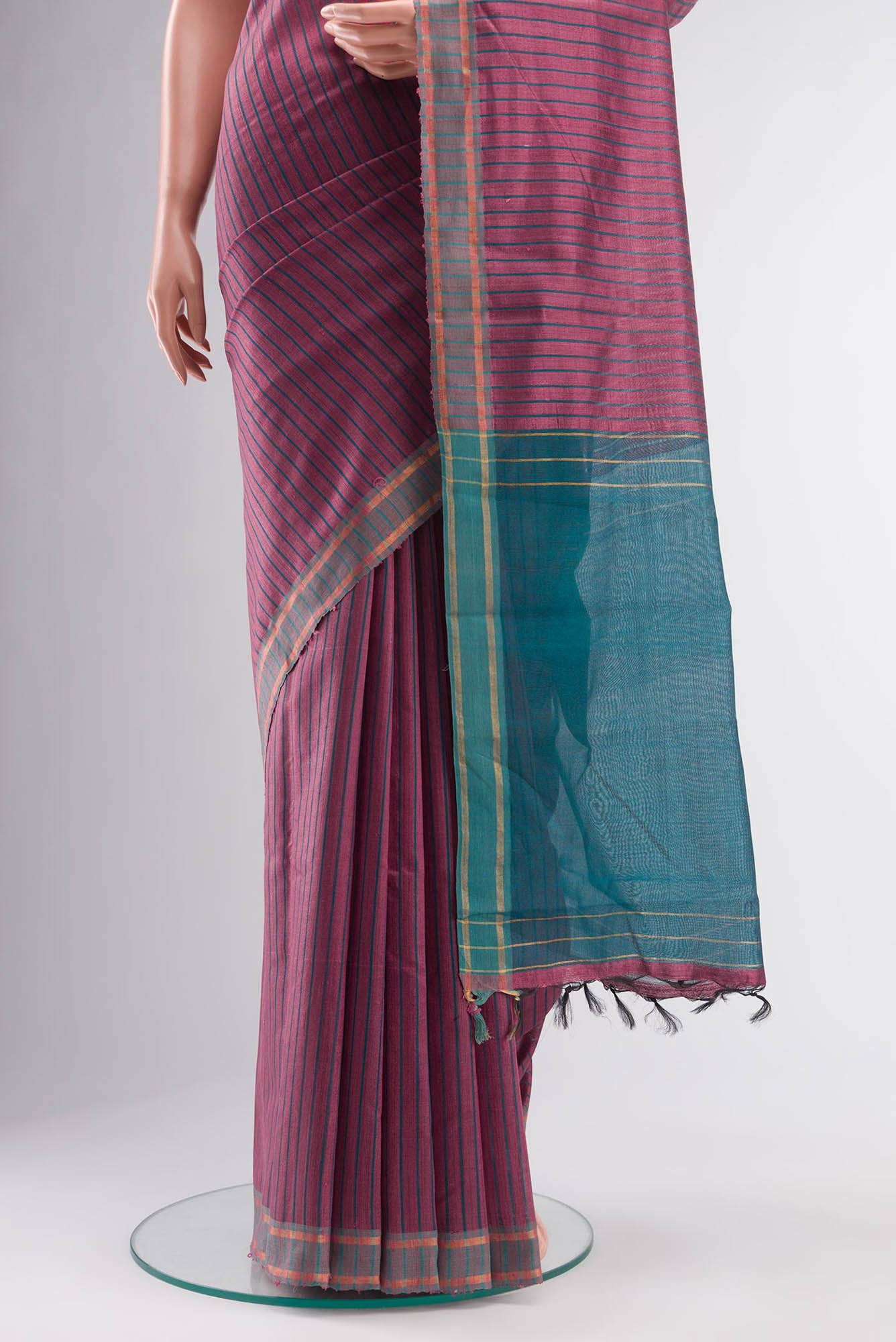 Naina-Mauve Pink Bhagalpuri Tussar Silk Saree