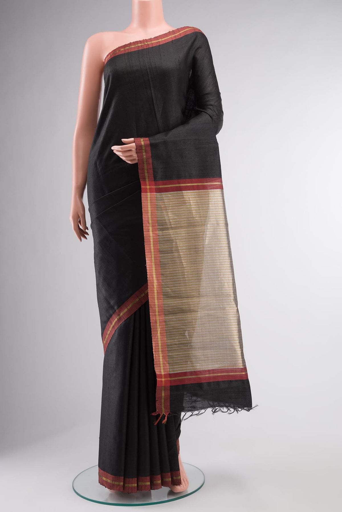 Kruti-Black Bhagalpuri Tussar Silk Saree