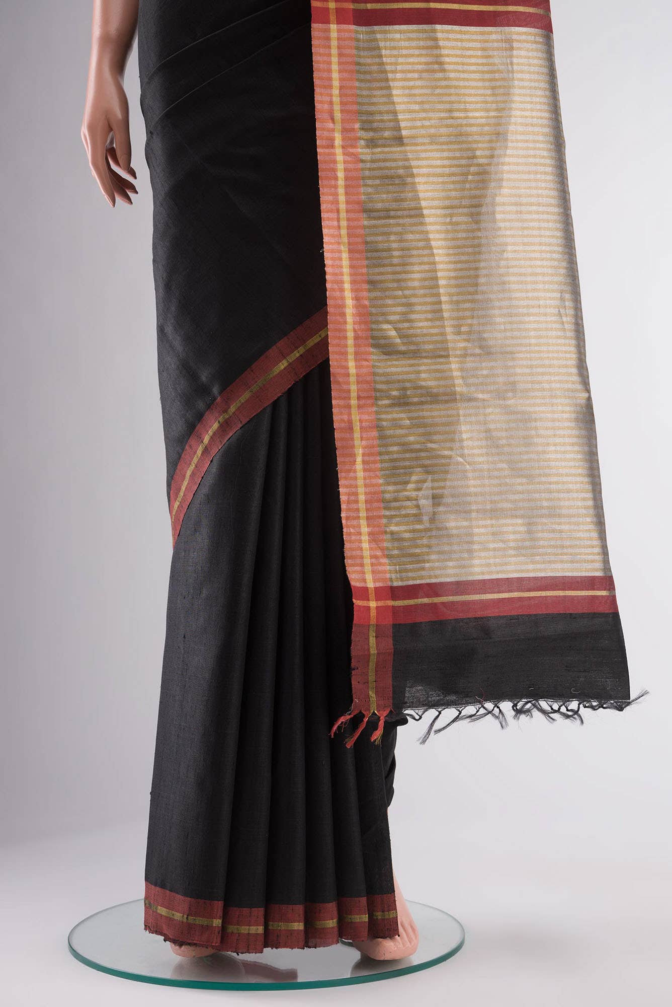 Kruti-Black Bhagalpuri Tussar Silk Saree