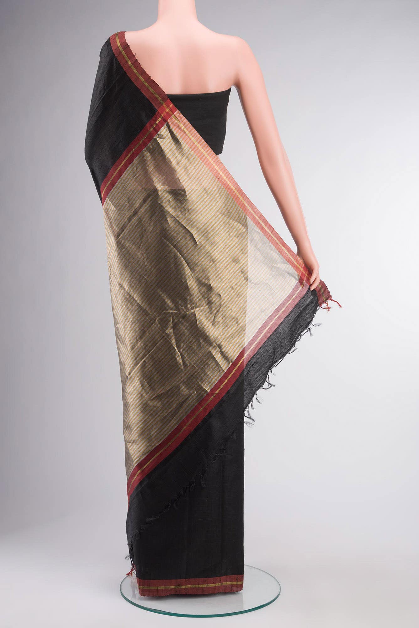 Kruti-Black Bhagalpuri Tussar Silk Saree