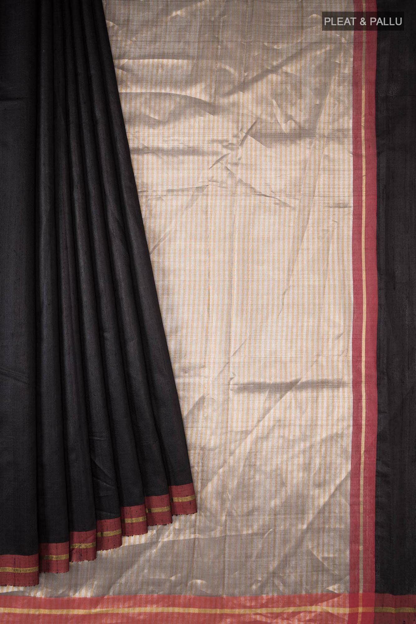 Kruti-Black Bhagalpuri Tussar Silk Saree
